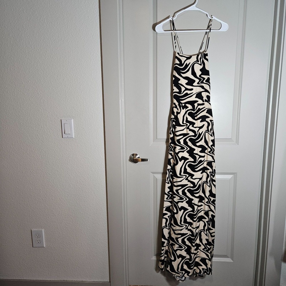 NWOT By Together Anthropologie Maxi Dress Small‎ Abstract Print Black Beige